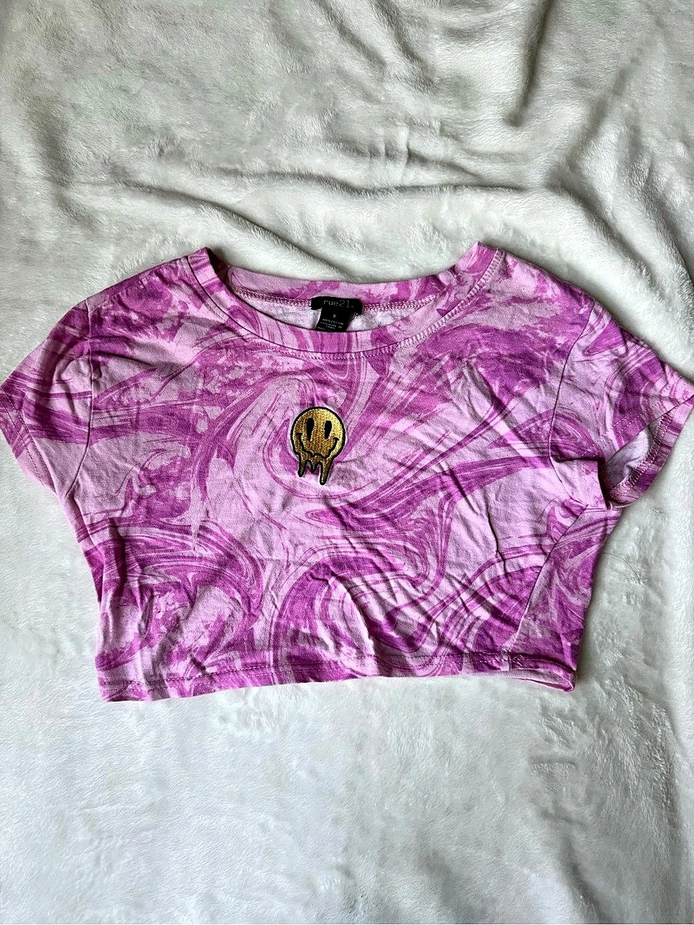 rue21 Abstract Print Crop Top Pink & Purple Small